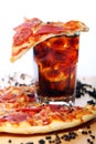 Fresh pizza and cold cola drink Royalty Free Stock Photo