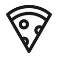 Fresh pizza slice separated linear icon. Traditional italian fast food outline vector illustration Royalty Free Stock Photo