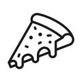 Fresh pizza slice separated linear icon. Traditional italian fast food outline vector illustration Royalty Free Stock Photo