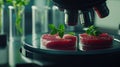 Microscope Examining Fresh Meat Samples.Generative AI Royalty Free Stock Photo