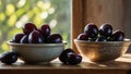 fresh plum a plate in the kitchen harvest