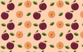 Fresh plum whole and half seamless pattern