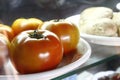 Fresh plump tomatoes on the counter Royalty Free Stock Photo