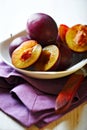 Fresh plums in a bowl Royalty Free Stock Photo