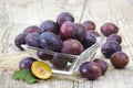 Fresh plums in a bowl Royalty Free Stock Photo