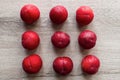 Fresh plums isolated on wooden table background Royalty Free Stock Photo