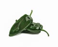 Fresh poblano chili white background