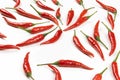 Fresh pods of red chilli peppers on white background, close up