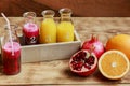 Fresh pomegranate juice and orange squeeze Royalty Free Stock Photo