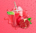 Fresh pomegranate juice to go splash banner.