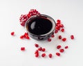 Fresh pomegranate sauce narsharab on a white acrylic background Royalty Free Stock Photo