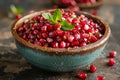 Fresh Pomegranate Seeds in a Bowl AI Generated Royalty Free Stock Photo