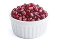 Fresh pomegranate seeds in white bowl Royalty Free Stock Photo