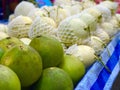 Fresh Pomelo and melon fruits sale in the market
