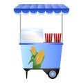 Fresh popcorn kiosk icon, cartoon style Royalty Free Stock Photo
