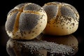 fresh poppy seed buns sprinkled with poppy seeds