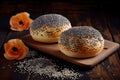 fresh poppy seed buns sprinkled with poppy seeds