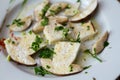 Fresh porcini mushrooms in salad with oil and parsley Royalty Free Stock Photo