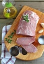 Fresh pork loin chops on the cutting board