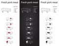 Fresh Pork meat cuts set