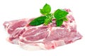 Fresh pork steaks and basil Royalty Free Stock Photo