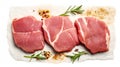 Fresh possibilities, Raw pork steaks presented on parchment