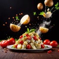 Fresh potato with creamy dressing