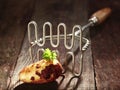 Fresh potato with a potato masher Royalty Free Stock Photo