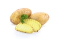 Fresh potato sliced on white background