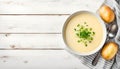 Fresh potato soup with copy space Royalty Free Stock Photo