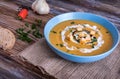 Fresh potato soup with ingredients Royalty Free Stock Photo