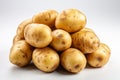 Fresh potato tubers, white background