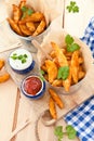 Fresh potato wedges Royalty Free Stock Photo