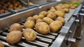 Fresh Potatoes on Conveyor System in Industrial Processing Plant â AI Generated Content Royalty Free Stock Photo