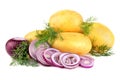 Fresh potatoes with onion