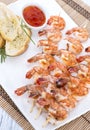 Fresh Prawn Skewers Royalty Free Stock Photo