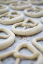 Fresh Pretzel Breze or Brezel Dough on Baker's Tray Royalty Free Stock Photo