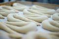 Fresh Pretzel or Brezel Dough on Baker's Tray