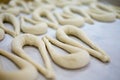 Fresh Pretzel or Brezel Dough on Wax Tray Royalty Free Stock Photo