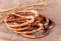 Fresh Pretzels with poppy seeds, cinnamon, sunflower seeds