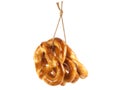 Fresh pretzels on a rope Royalty Free Stock Photo