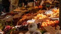 Fresh produce on display at a local farmers market in the town of Uzes Royalty Free Stock Photo
