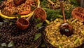 Fresh produce on display at a local farmers market in the town of Uzes Royalty Free Stock Photo