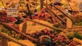 Fresh produce on display at a local farmers market in the town of Uzes Royalty Free Stock Photo