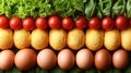 Fresh produce, eggs, and vegetables Royalty Free Stock Photo