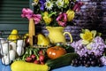 Fresh Produce and Spring Flowers Royalty Free Stock Photo