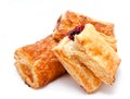 Fresh puff pastries with cherry jam isolated Royalty Free Stock Photo