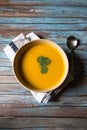 Fresh pumpkin soup and parsley in a bowl Royalty Free Stock Photo