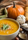 Fresh pumpkin soup and vegetables Royalty Free Stock Photo