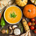 Fresh pumpkin soup and vegetables Royalty Free Stock Photo